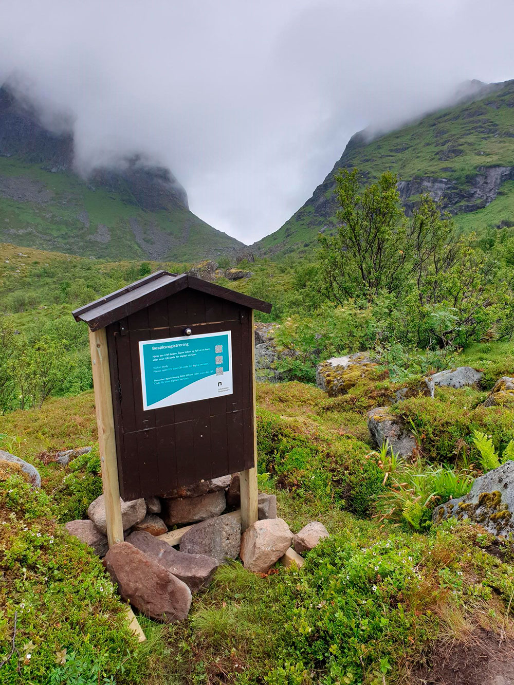 Selvregistreringskasser i Lofotodden Nasjonalpark. 